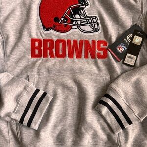 NWT! NFL Ultra Game Gray Cleveland Browns Hoodie with Orange Embroidery- Small